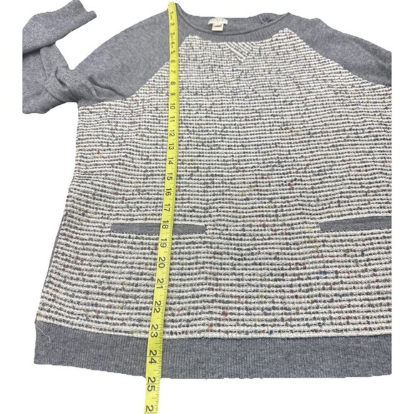 J Crew Women’s Tweed Front Pullover Sweater Pockets Gray Merino Wool Blend Sz M - Picture 11 of 11